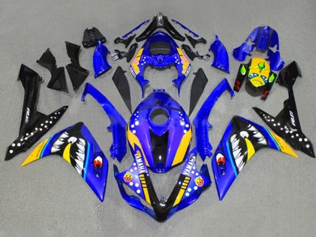 Descuento Carenados Moto Yamaha YZF 1000 R1 2007-2008 - Azul Amarillo Negro Tiburón