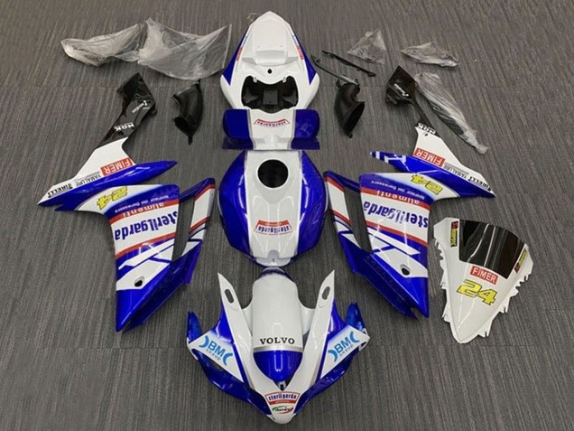 Descuento Carenados Moto Yamaha YZF 1000 R1 2007-2008 - Blanco Azul Rojo Volvo Fimer Sterilgarda