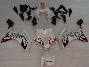 Descuento Carenados Moto Yamaha YZF 1000 R1 2007-2008 - Blanco Rojo Negro Llama