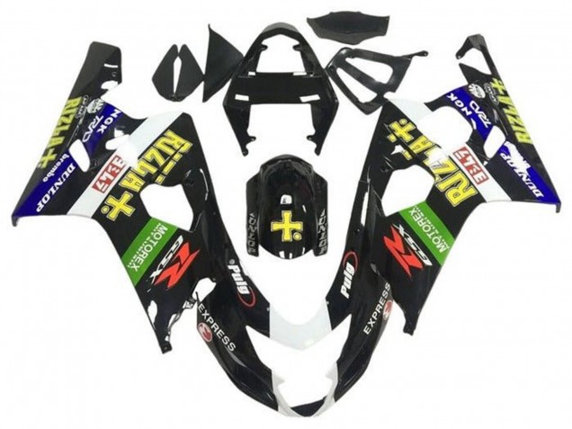 Descuento Carenados Moto Suzuki GSXR 600 / GSXR 750 2004-2005 - Negro Brillante Azul Verde Amarillo Rizla