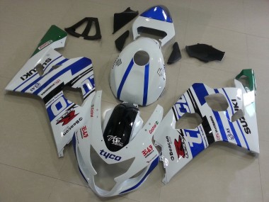 Descuento Carenados Moto Suzuki GSXR 600 / GSXR 750 2004-2005 - Blanco Azul Negro Verde Tyco