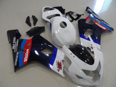 Descuento Carenados Moto Suzuki GSXR 600 / GSXR 750 2004-2005 - Blanco Azul Rojo Negro Motul