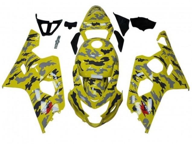 Descuento Carenados Moto Suzuki GSXR 600 / GSXR 750 2004-2005 - Amarillo Negro Gris Camouflage