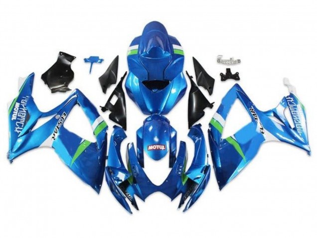 Descuento Carenados Moto Suzuki GSXR 600 / GSXR 750 2006-2007 - Azul Verde Blanco Ecstar