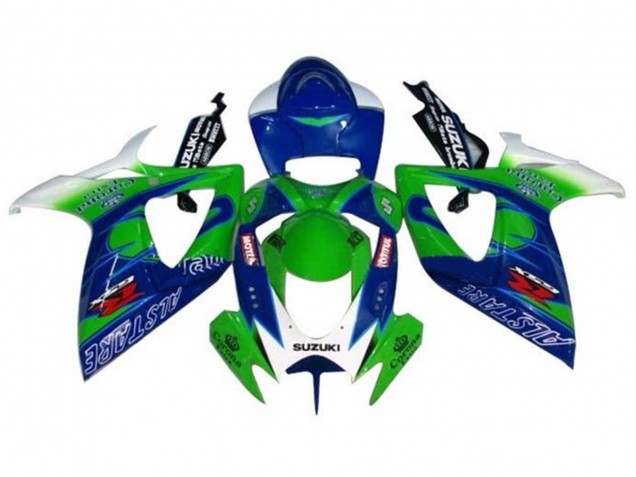 Descuento Carenados Moto Suzuki GSXR 600 / GSXR 750 2006-2007 - Blanco Azul Verde Alstare