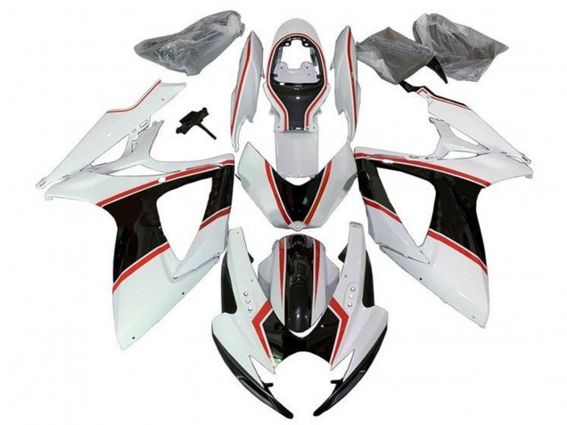 Descuento Carenados Moto Suzuki GSXR 600 / GSXR 750 2006-2007 - Blanco Naranja Negro Pinstripe