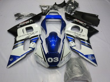 Descuento Carenados Moto Yamaha YZF R6 1998-2002 - Blanco Azul Negro Brillante Rizoma 03