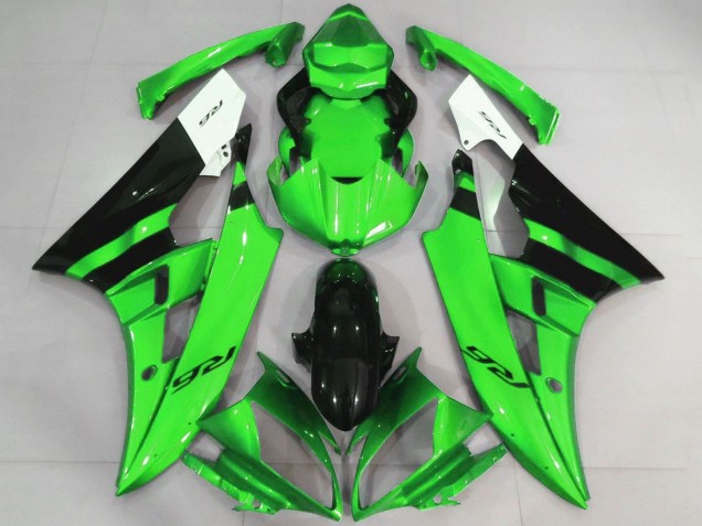 Descuento Carenados Moto Yamaha YZF R6 2006-2007 - Blanco Verde Negro Brillante