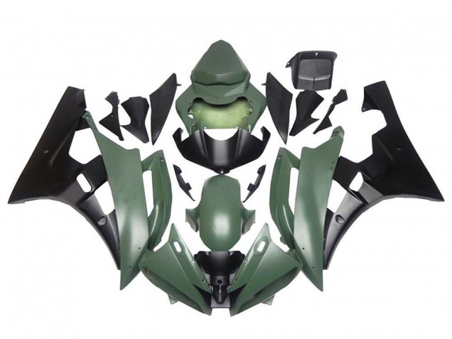 Descuento Carenados Moto Yamaha YZF R6 2006-2007 - Verde Militar Negro Mate