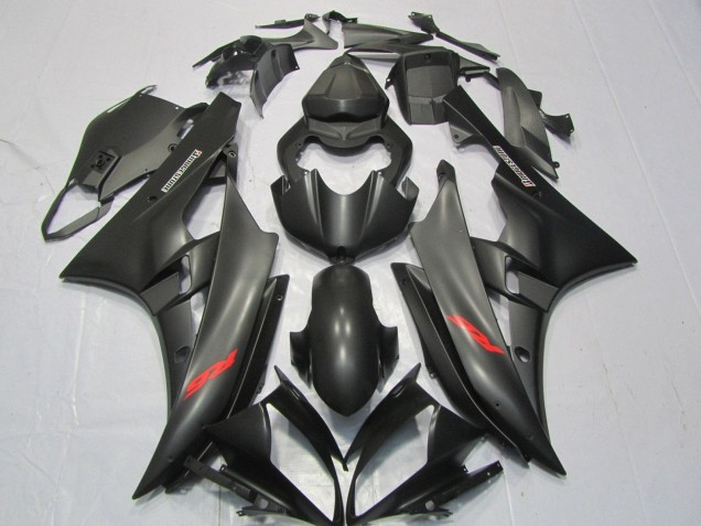 Descuento Carenados Moto Yamaha YZF R6 2006-2007 - Negro Mate Rojo Calcomanías