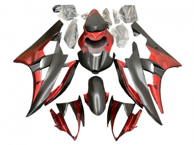 Descuento Carenados Moto Yamaha YZF R6 2006-2007 - Rojo Negro Mate