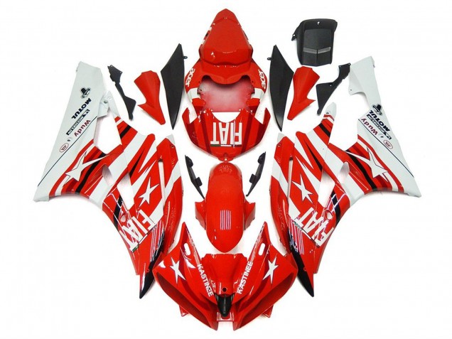 Descuento Carenados Moto Yamaha YZF R6 2006-2007 - Blanco Rojo Fiat Estrella Michelin Motul