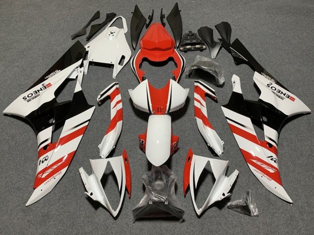 Descuento Carenados Moto Yamaha YZF R6 2006-2007 - Blanco Naranja Negro Brillante Raya