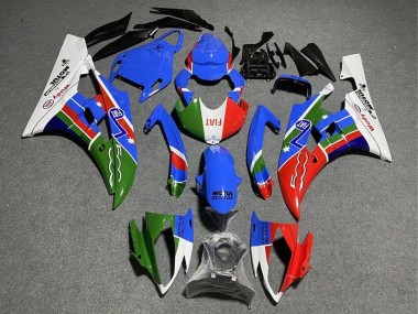 Descuento Carenados Moto Yamaha YZF R6 2008-2016 - Blanco Azul Verde Rojo Fiat Dunlop Motul Michelin