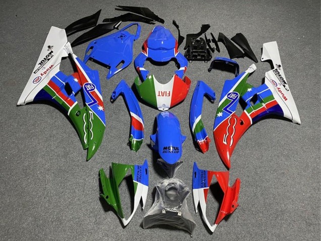 Descuento Carenados Moto Yamaha YZF R6 2008-2016 - Blanco Azul Verde Rojo Fiat Dunlop Motul Michelin