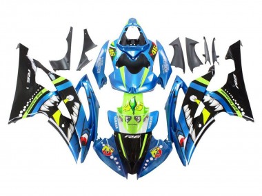 Descuento Carenados Moto Yamaha YZF R6 2008-2016 - Azul Verde Negro Brillante Tiburón