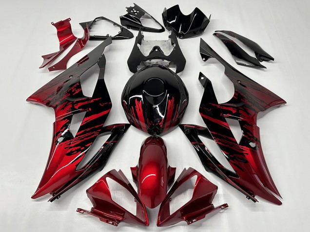 Descuento Carenados Moto Yamaha YZF R6 2008-2016 - Rojo Negro Brillante Fade
