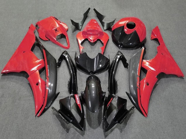 Descuento Carenados Moto Yamaha YZF R6 2008-2016 - Rojo Negro FibraCarbono Estilo