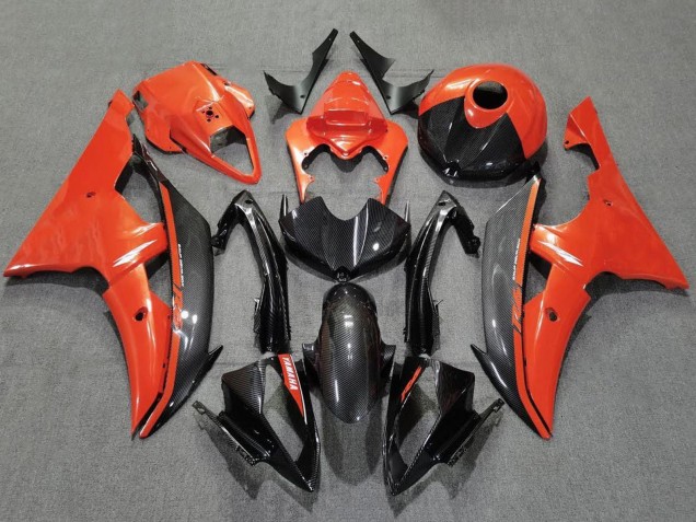 Descuento Carenados Moto Yamaha YZF R6 2008-2016 - Naranja Negro FibraCarbono Estilo