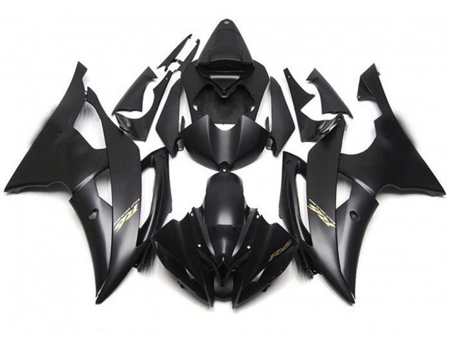 Descuento Carenados Moto Yamaha YZF R6 2008-2016 - Negro Mate Oro Calcomanías