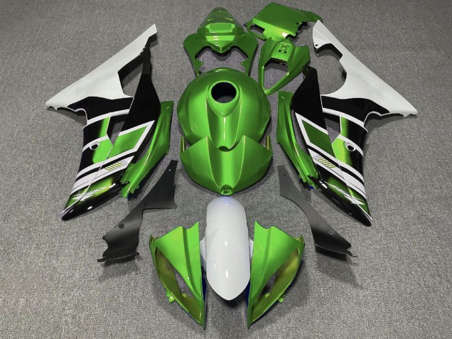 Descuento Carenados Moto Yamaha YZF R6 2008-2016 - Blanco Verde Negro Brillante Raya