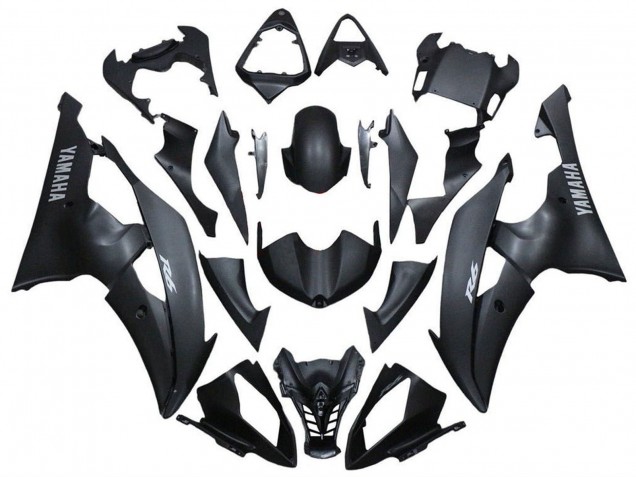 Descuento Carenados Moto Yamaha YZF R6 2008-2016 - Negro Mate Plata Calcomanías