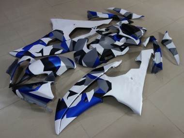 Descuento Carenados Moto Yamaha YZF R6 2008-2016 - Blanco Azul Gris Camouflage
