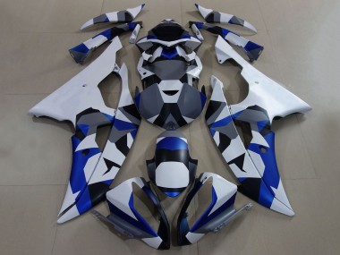 Descuento Carenados Moto Yamaha YZF R6 2008-2016 - Blanco Azul Gris Camouflage