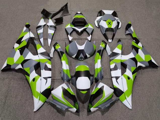 Descuento Carenados Moto Yamaha YZF R6 2008-2016 - Blanco Verde Gris Negro Camouflage