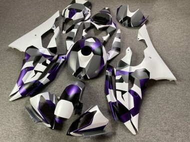 Descuento Carenados Moto Yamaha YZF R6 2008-2016 - Blanco Púrpura Gris Negro Camouflage