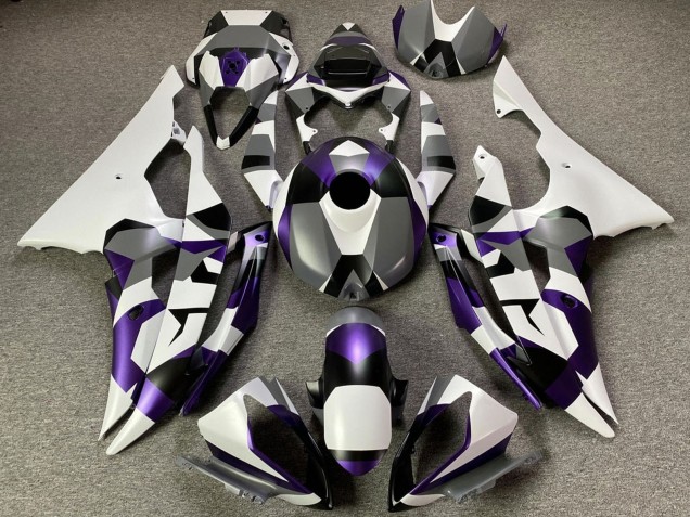 Descuento Carenados Moto Yamaha YZF R6 2008-2016 - Blanco Púrpura Gris Negro Camouflage