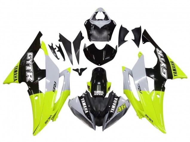 Descuento Carenados Moto Yamaha YZF R6 2008-2016 - Blanco Verde Negro Brillante GYTR