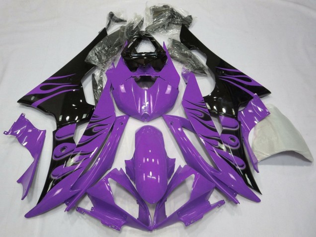 Descuento Carenados Moto Yamaha YZF R6 2008-2016 - Púrpura Negro Brillante Llama