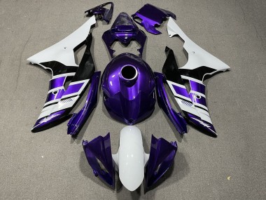 Descuento Carenados Moto Yamaha YZF R6 2008-2016 - Blanco Púrpura Negro Raya
