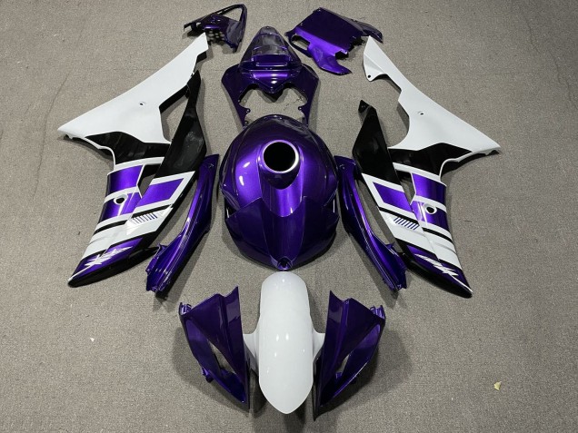 Descuento Carenados Moto Yamaha YZF R6 2008-2016 - Blanco Púrpura Negro Raya