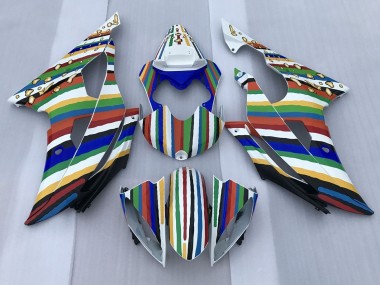 Descuento Carenados Moto Yamaha YZF R6 2008-2016 - Blanco Azul Verde Amarillo Rojo Arcoíris Raya