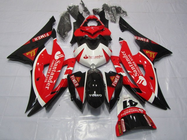 Descuento Carenados Moto Yamaha YZF R6 2008-2016 - Blanco Rojo Negro Santander