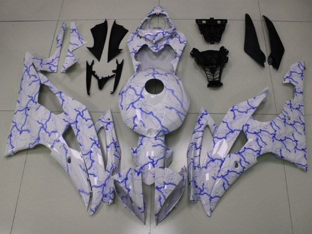 Descuento Carenados Moto Yamaha YZF R6 2008-2016 - Blanco Azul Iluminación
