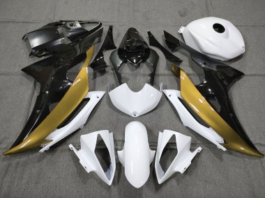 Descuento Carenados Moto Yamaha YZF R6 2008-2016 - Blanco Oro Negro Brillante