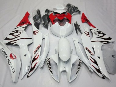 Descuento Carenados Moto Yamaha YZF R6 2008-2016 - Blanco Rojo Negro Llama