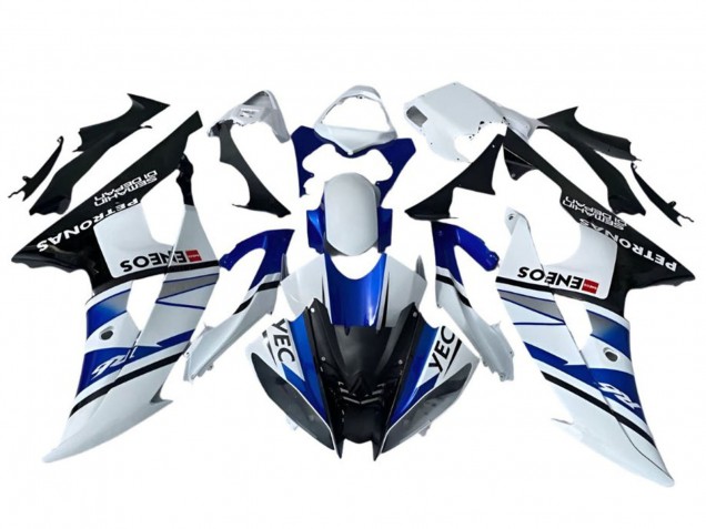 Descuento Carenados Moto Yamaha YZF R6 2008-2016 - Blanco Azul Negro YEC ENEOS Petronas Semakin Didepan