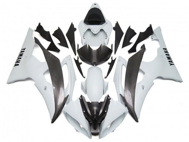 Descuento Carenados Moto Yamaha YZF R6 2008-2016 - Blanco Falso FibraCarbono Estilo