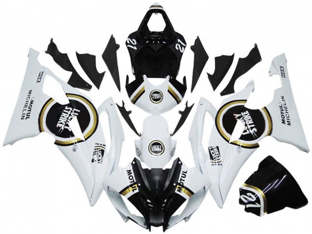 Descuento Carenados Moto Yamaha YZF R6 2008-2016 - Blanco Negro Lucky Strike