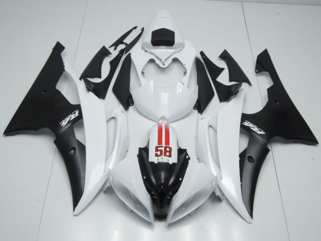 Descuento Carenados Moto Yamaha YZF R6 2008-2016 - Blanco Rojo Negro Mate 58