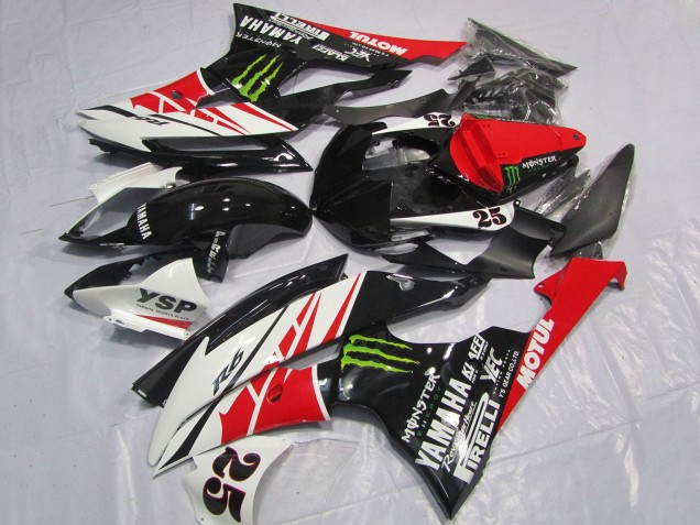 Descuento Carenados Moto Yamaha YZF R6 2008-2016 - Blanco Rojo Negro Brillante Verde Monstruo 25