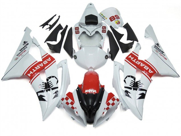 Descuento Carenados Moto Yamaha YZF R6 2008-2016 - Blanco Rojo Negro Motul Michelin Abarth 89