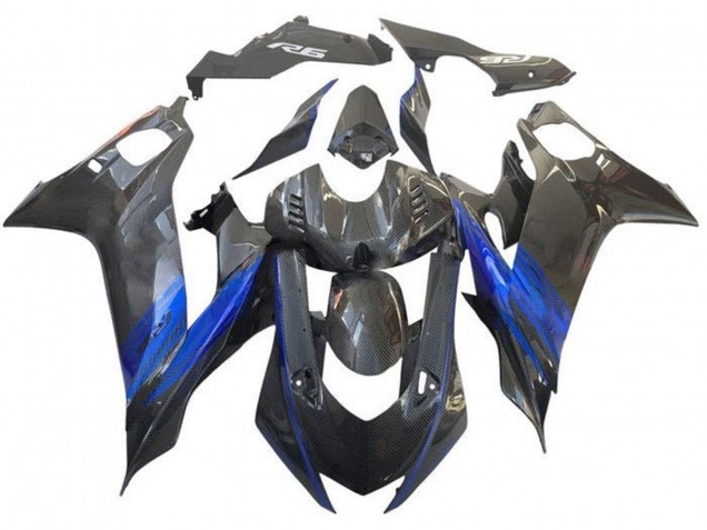 Descuento Carenado Moto Yamaha YZF R6 2017-2023 - Azul Negro Falso FibraCarbono