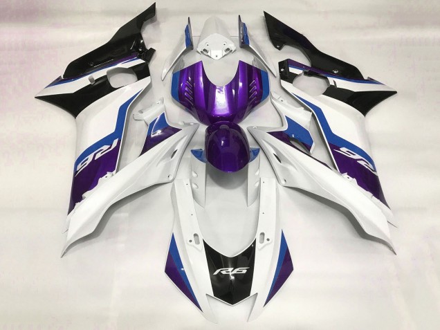 Descuento Carenado Moto Yamaha YZF R6 2017-2023 - Blanco Azul Púrpura Negro
