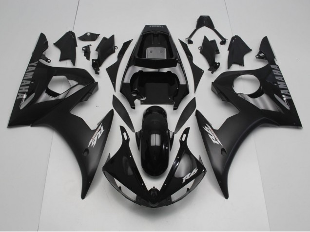 Descuento Carenados Moto Yamaha YZF R6 2005 - Negro Brillante Negro Mate Plata
