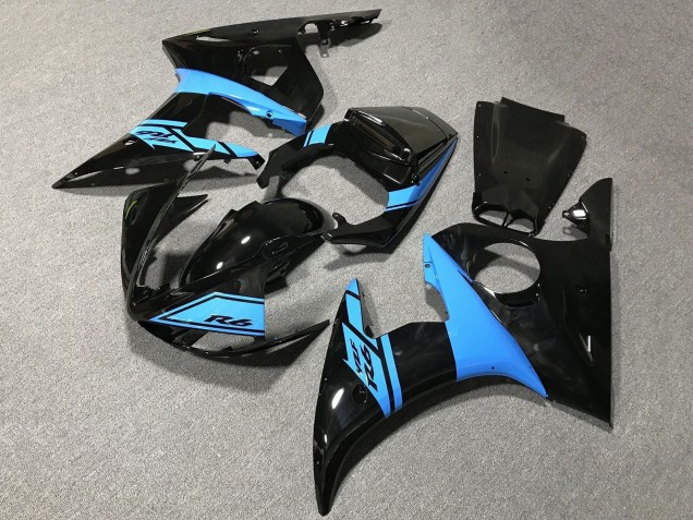 Descuento Carenados Moto Yamaha YZF R6 2005 - Negro Brillante Azul Claro